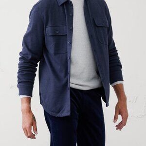 Large Banana Republic Factory Standard-Fit Knit Chamois Shirt Navy Blue